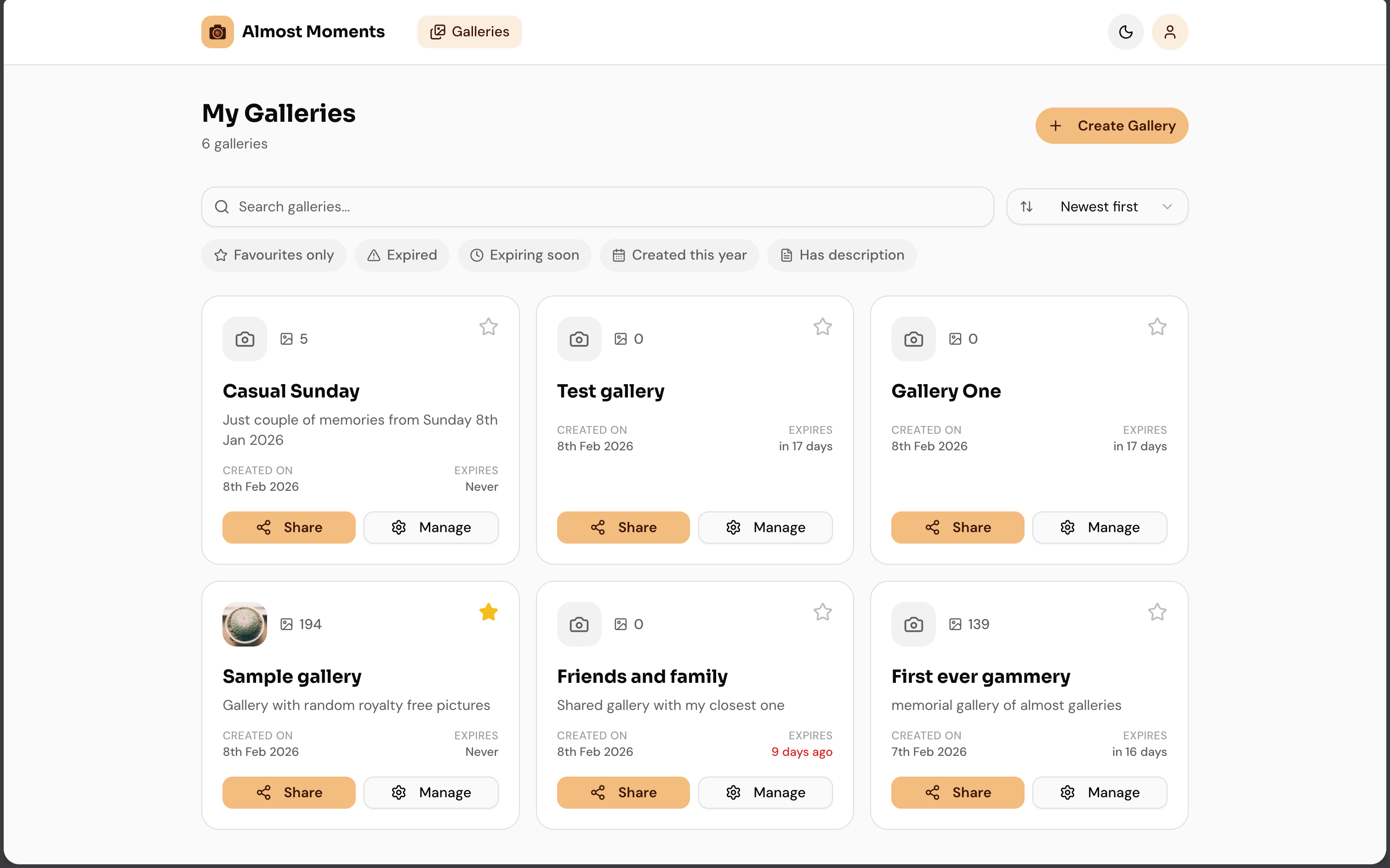 Dashboard galleries light mode