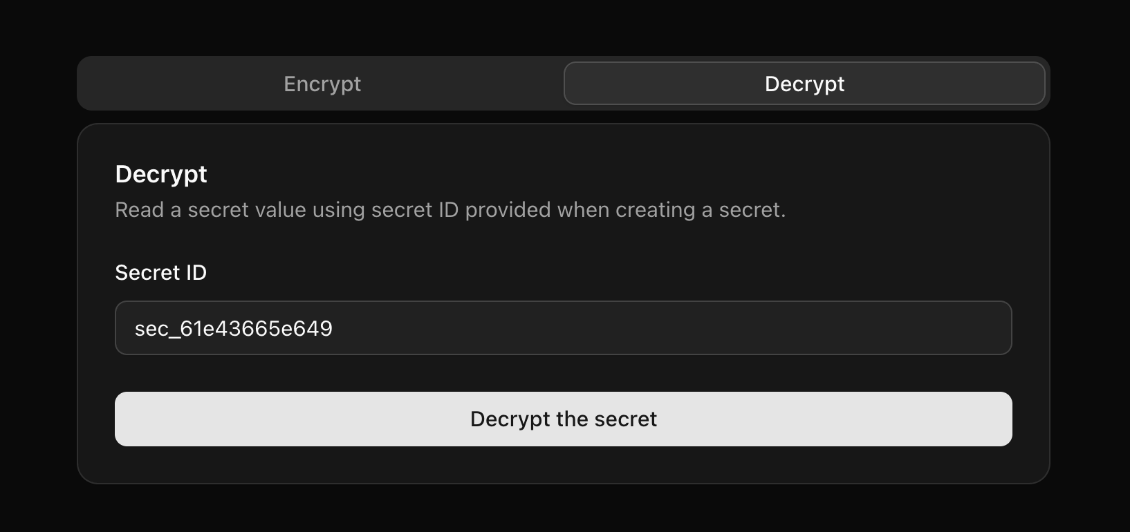 Decrypt with secret ID