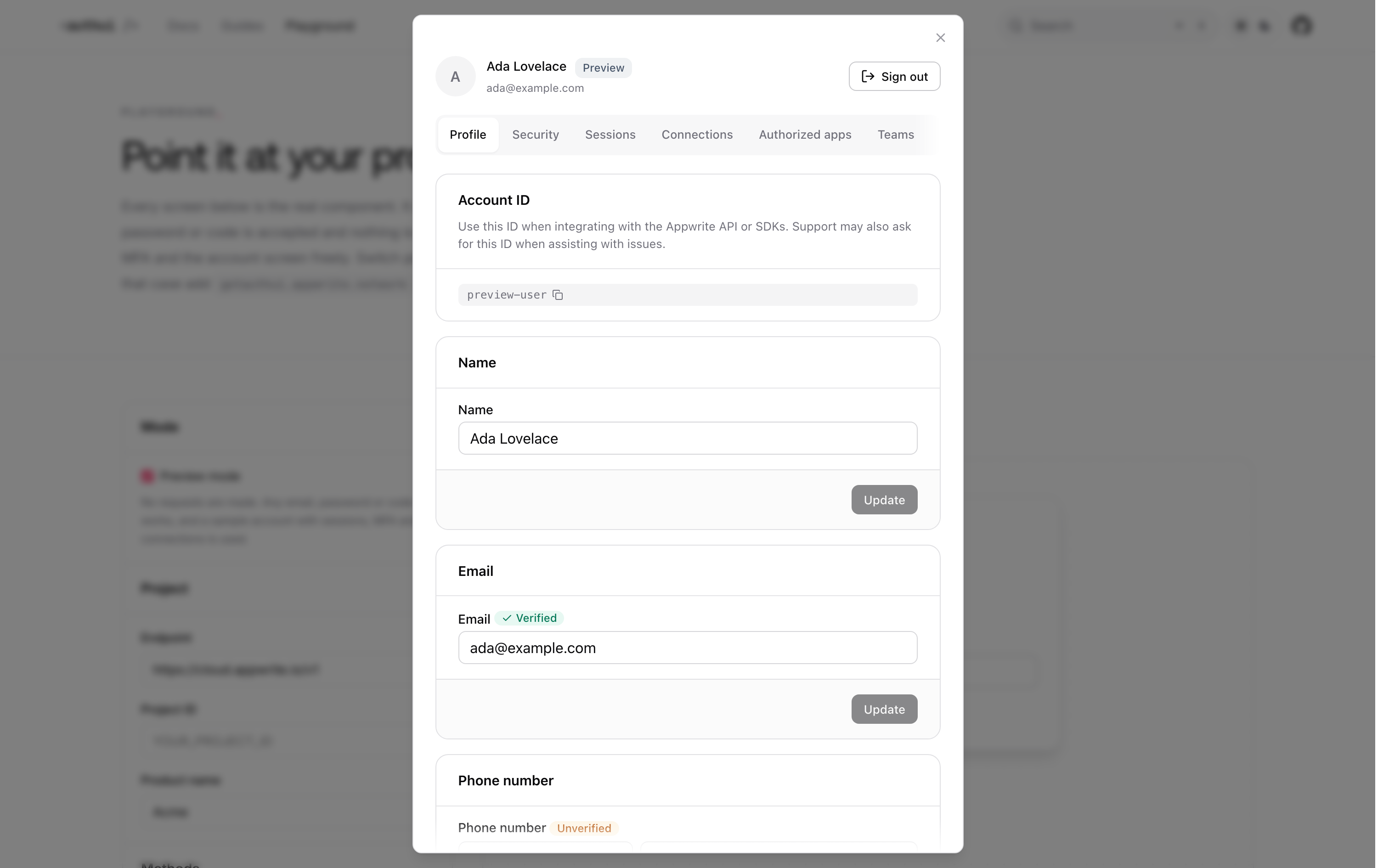Account profile